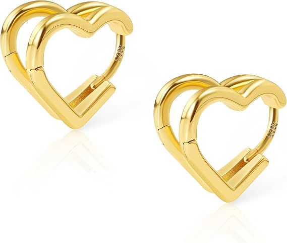 Gold Heart-Shaped Hoop Earrings