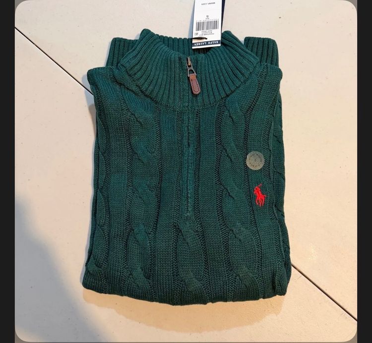 Polo Polo Ralph Lauren Green Cable Knit Zip Sweater product image