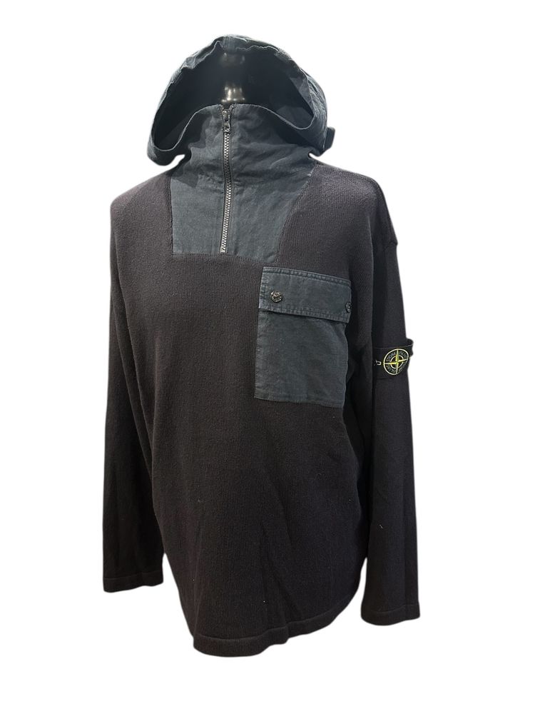 Stone Island Navy Cotton Knit Hoodie BNWT