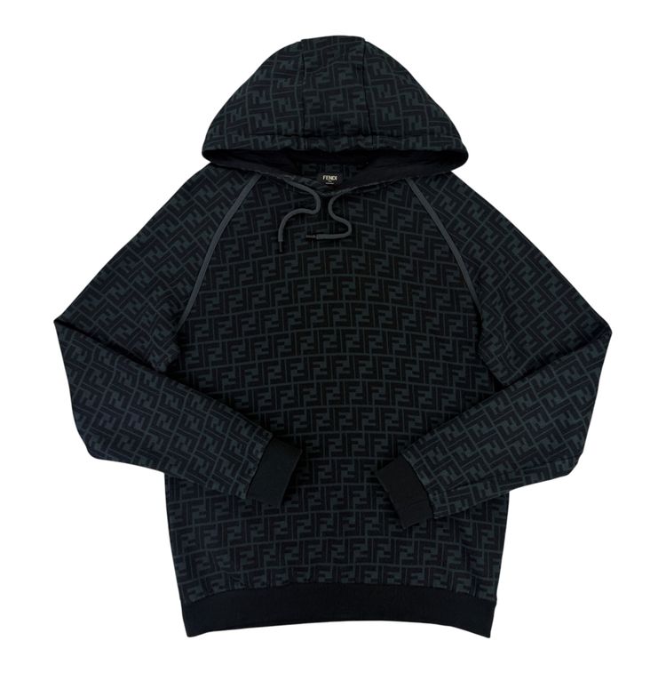 Fendi Men’s Black Pullover Hoodie FF Logo - Medium image 1