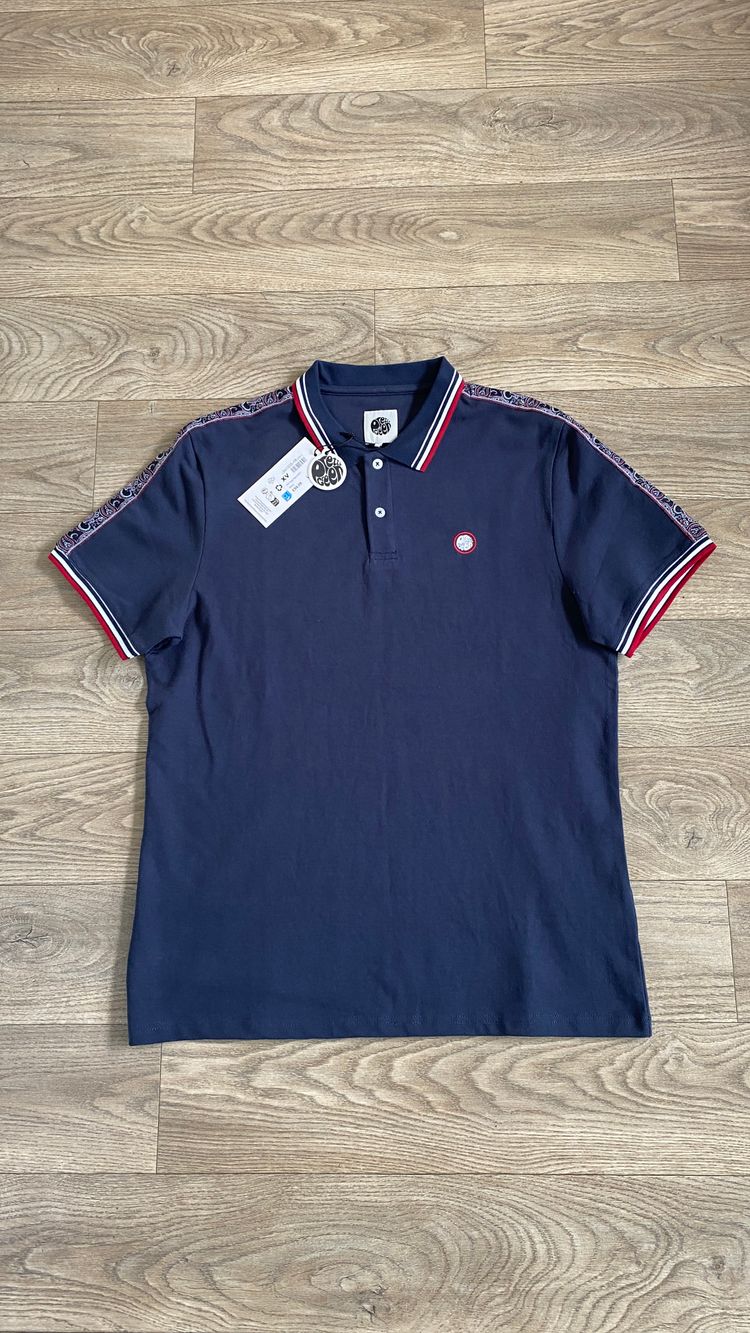 Pretty Green Navy Paisley Trim Polo Shirt L BNWT With £59.99 on tag