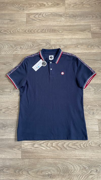 Pretty Green Navy Paisley Trim Polo Shirt L BNWT With £59.99 on tag