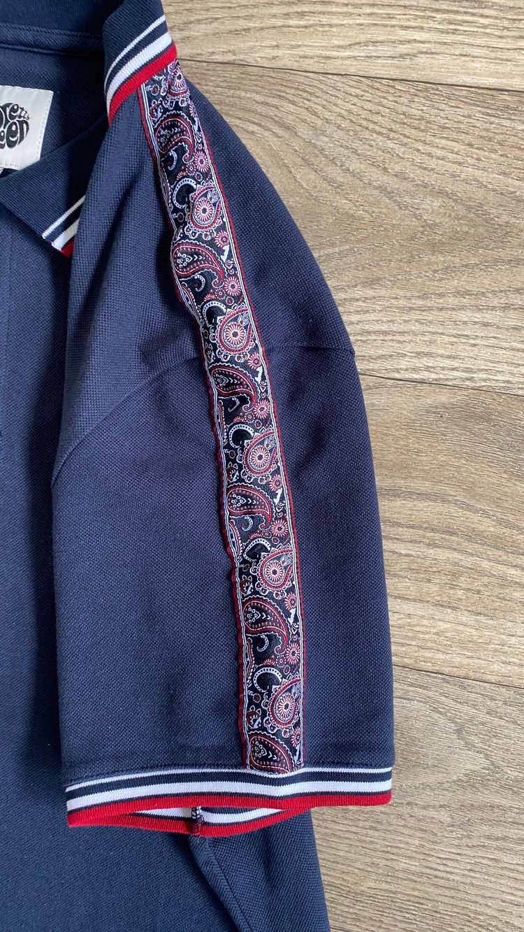 Pretty Green Navy Paisley Trim Polo Shirt L BNWT With £59.99 on tag 4