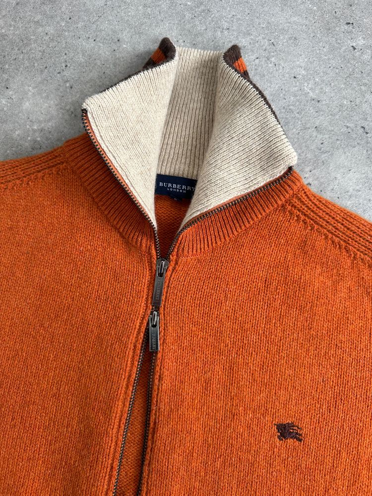 Burberry 1990s Wool Double Zip Funnel Neck Cardigan - L obraz 3