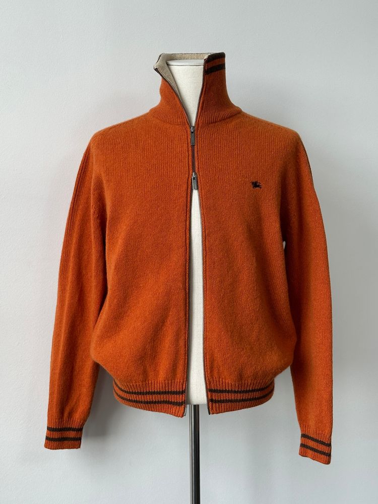 Burberry 1990s Wool Double Zip Funnel Neck Cardigan - L obraz 2
