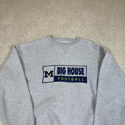 Vintage Michigan Big House Football Sweater Large Puma Y2K USA College