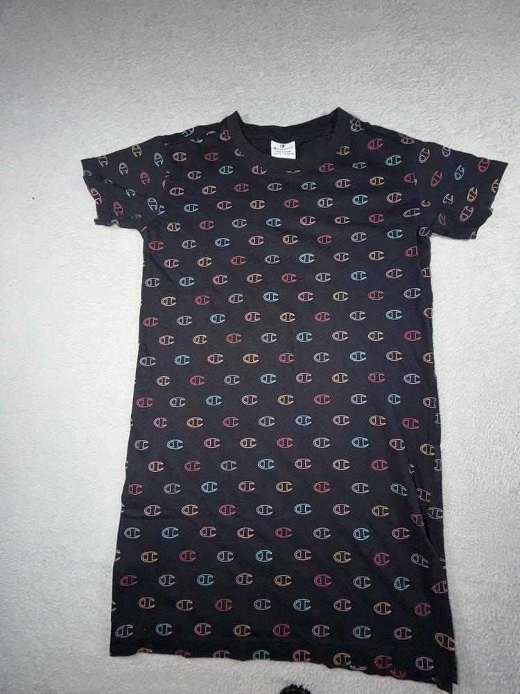 91 - Champion Black Dress With Multicolor Logo Print