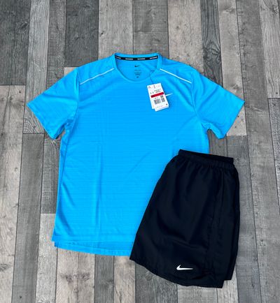 Nike Dri-Fit Miler T-shirt & Short Set - ‘Baltic Blue’ - Size Large
