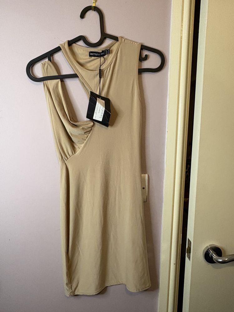 Prettylittlething Beige Sleeveless Dress