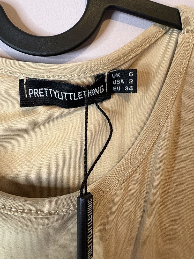 Prettylittlething Beige Sleeveless Dress 2