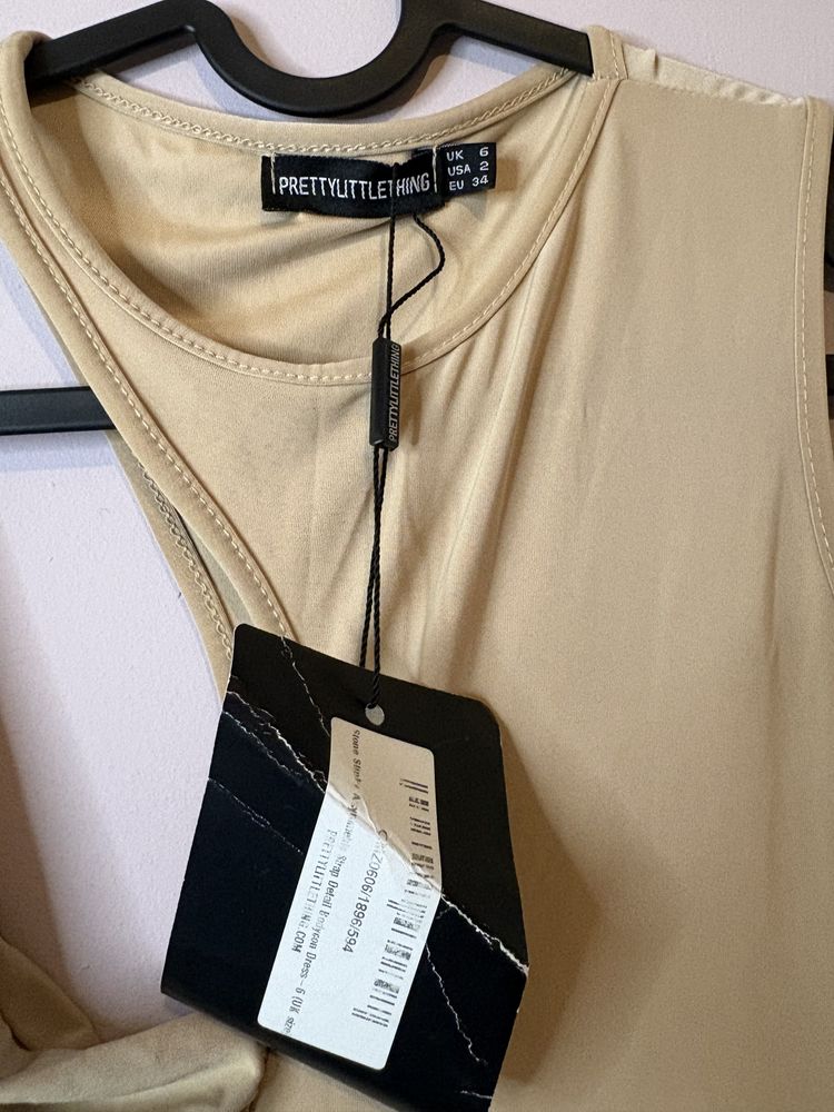 Prettylittlething Beige Sleeveless Dress 3