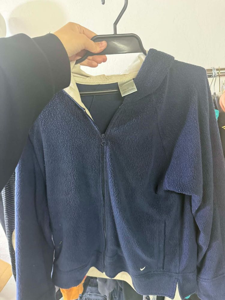 Navy Blue Zip-Up Fleece Jacket