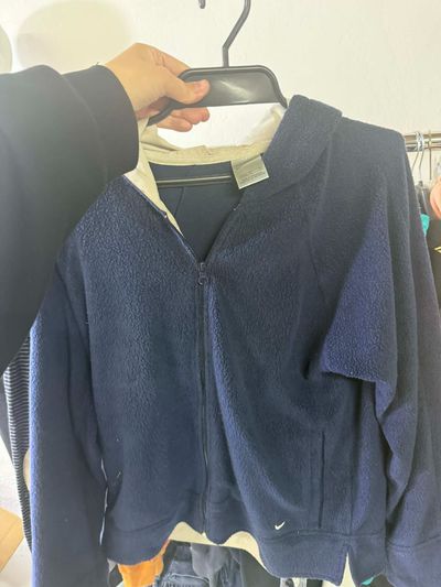 Navy Blue Zip-Up Fleece Jacket