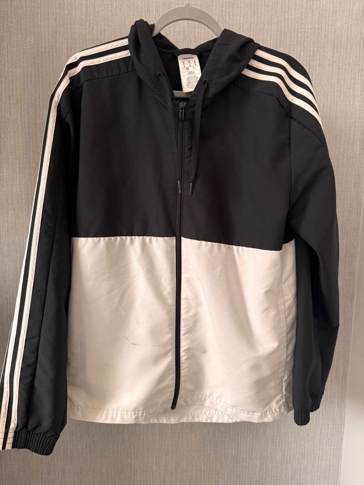 Adidas Black And White Hooded Jacket