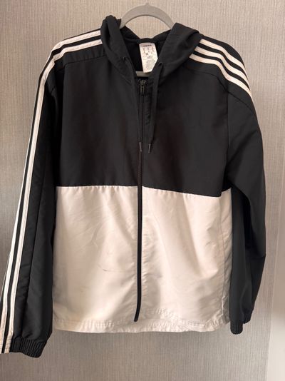 Adidas Black And White Hooded Jacket