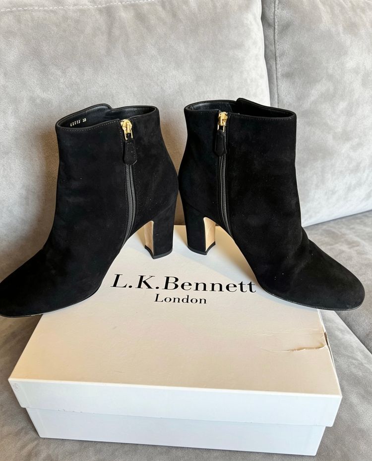 L.K. Bennett Black Suede Ankle Boots