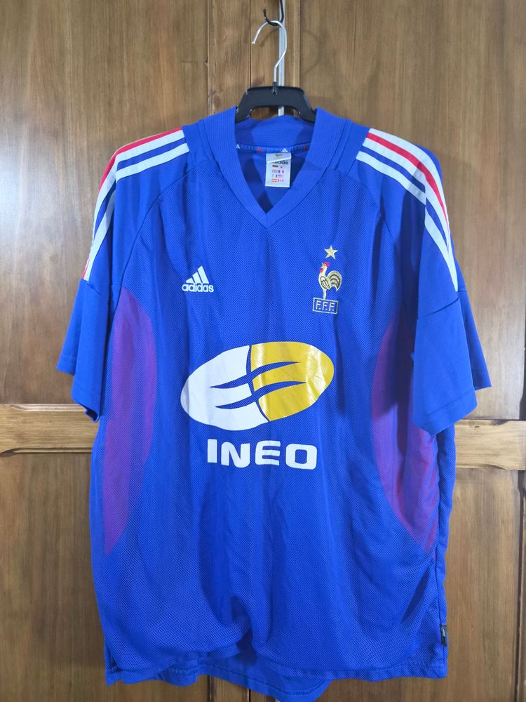 Adidas Blue Football Jersey With Fff Logo