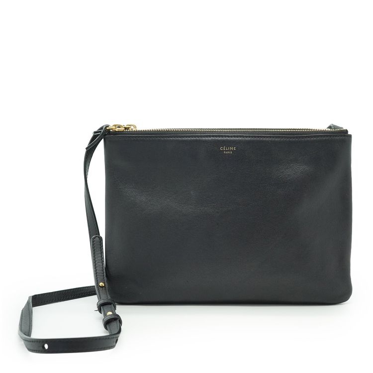 Celine Black Leather Large Trio Shoulder Crossbody Bag image 1