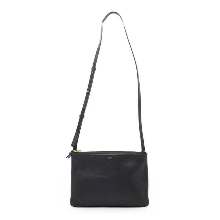 Celine Black Leather Large Trio Shoulder Crossbody Bag image 5
