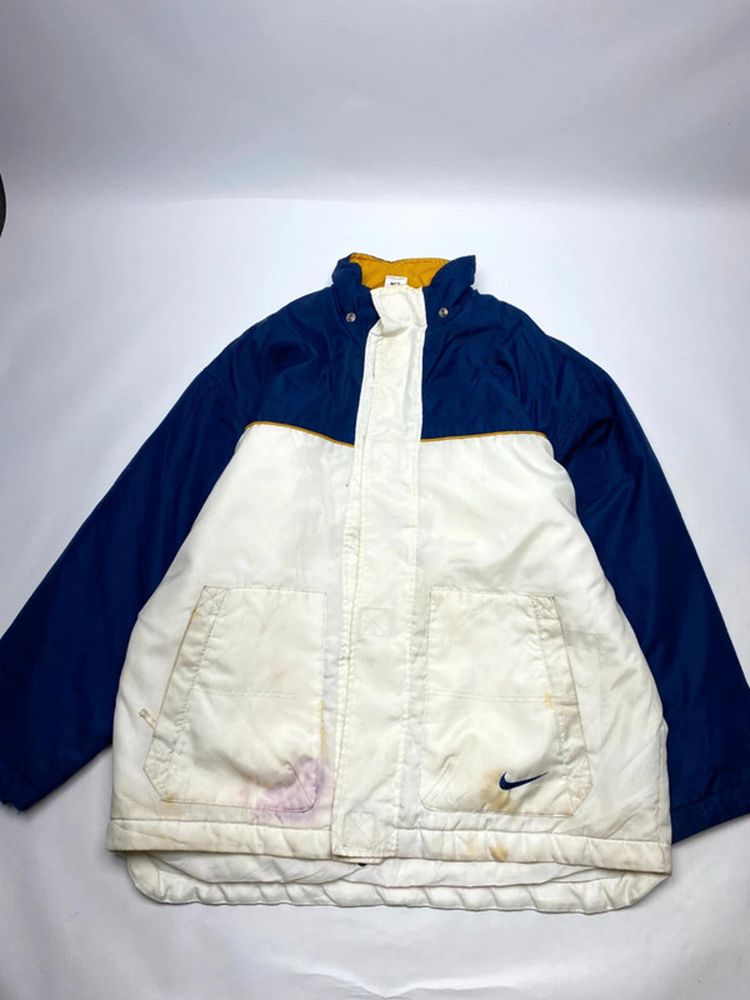 Vintage Nike Colourblock Puffer Jacket – Blue/White (Size L)