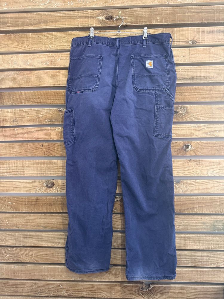 Vintage 90s Carhartt Fire Resistant Carpenter Blue Trousers/ Pants. Workwear. Waist: 36” Leg: 32” imagen 1