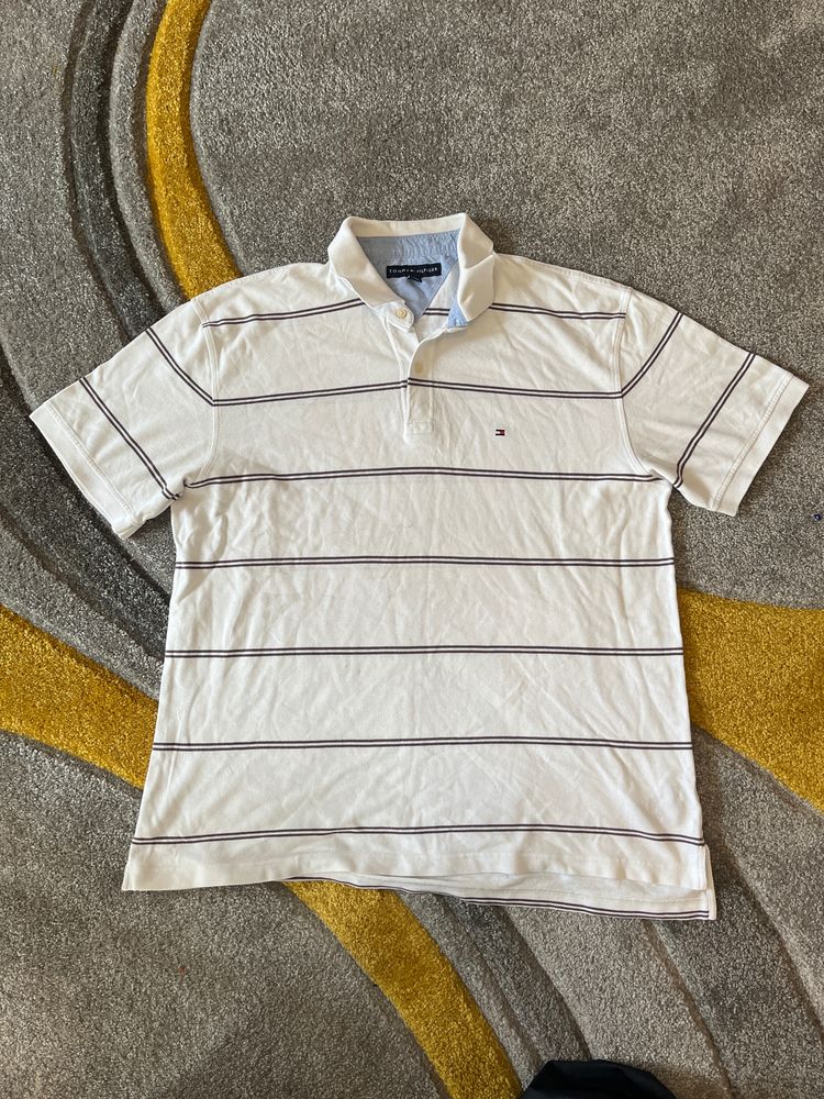Tommy Hilfiger White Striped Polo Shirt