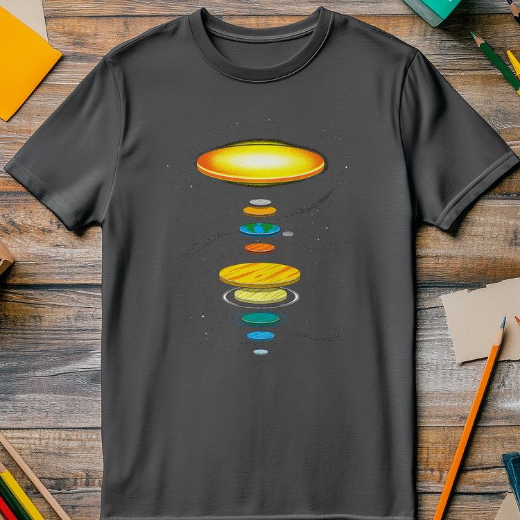 Flat-Solar-System T-Shirt - Cosmic Fun 5
