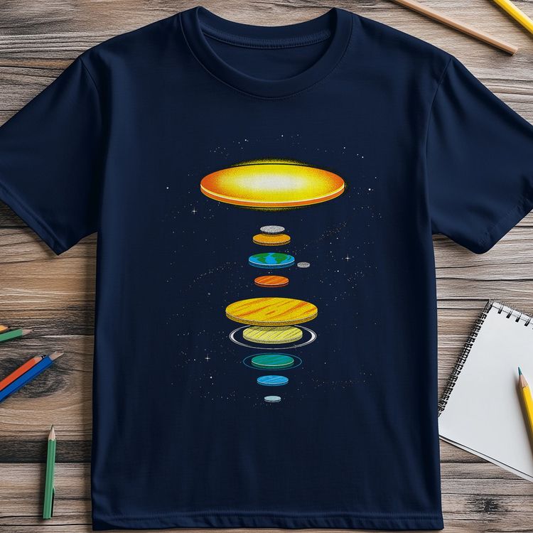 Flat-Solar-System T-Shirt - Cosmic Fun 4