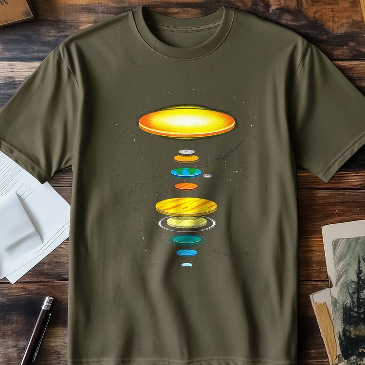 Flat-Solar-System T-Shirt - Cosmic Fun 2