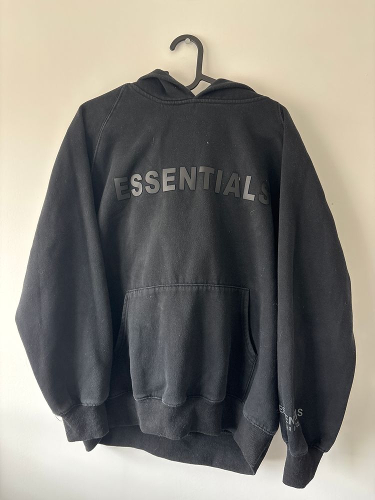 Essentials Fear Of God Black Spellout Hoodie Medium