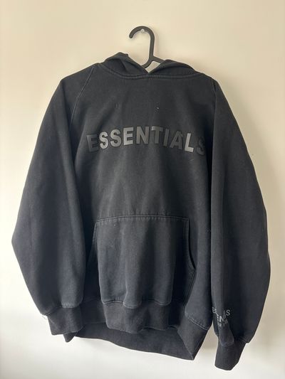 Essentials Fear Of God Black Spellout Hoodie Medium
