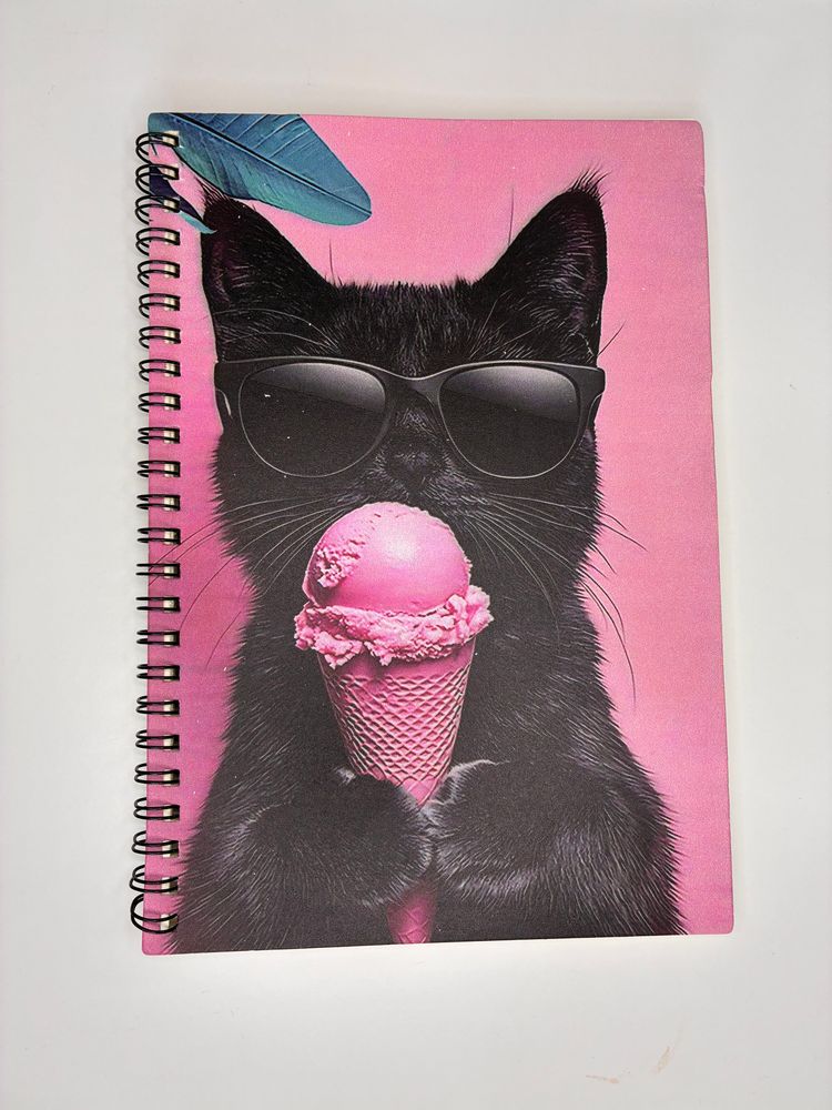 ICECREAM Notebook With Black Cat And Ice Cream Cover product image
