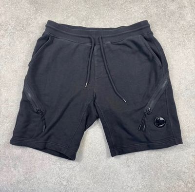 Black C.P. Company Double Zip Cotton Shorts 1