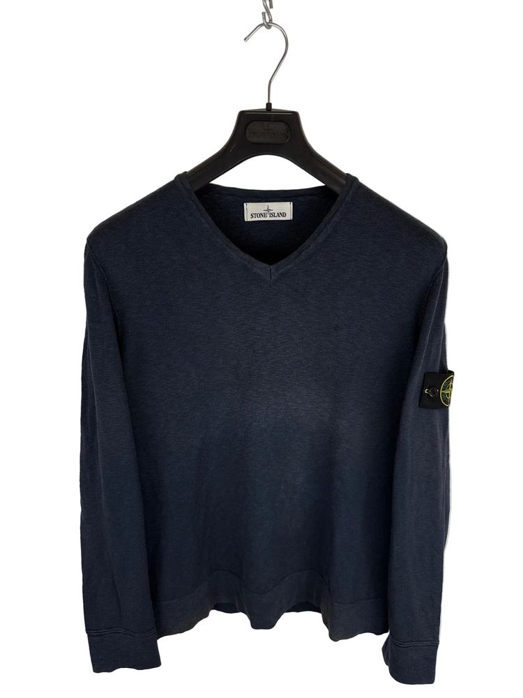 Maglione blu con scollo a V Stone Island - Taglia XL