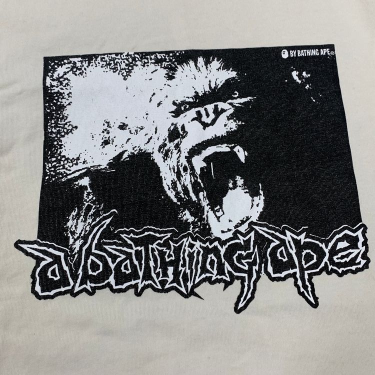 Bape Medium Tee Mad Ape Graphic Acid Wash Ivory White T-Shirt A Bathing Ape image 9