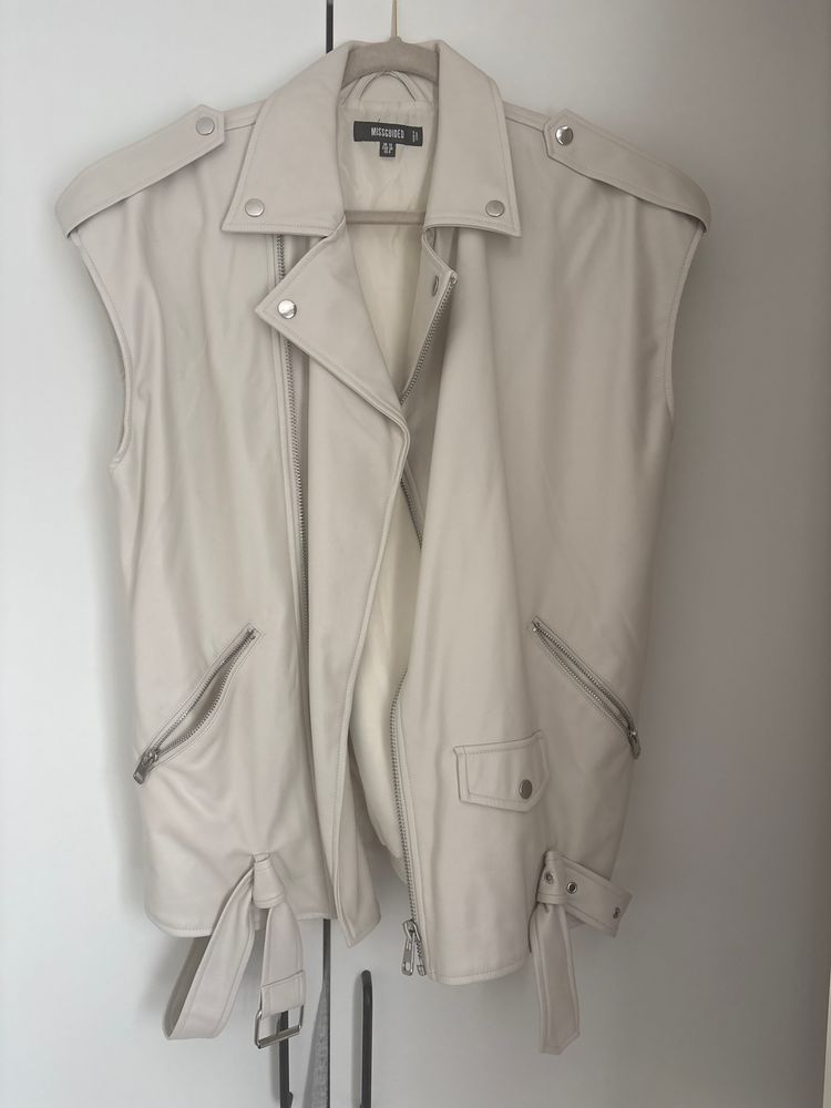 Missguided Sleeveless Leather Jacket image 1