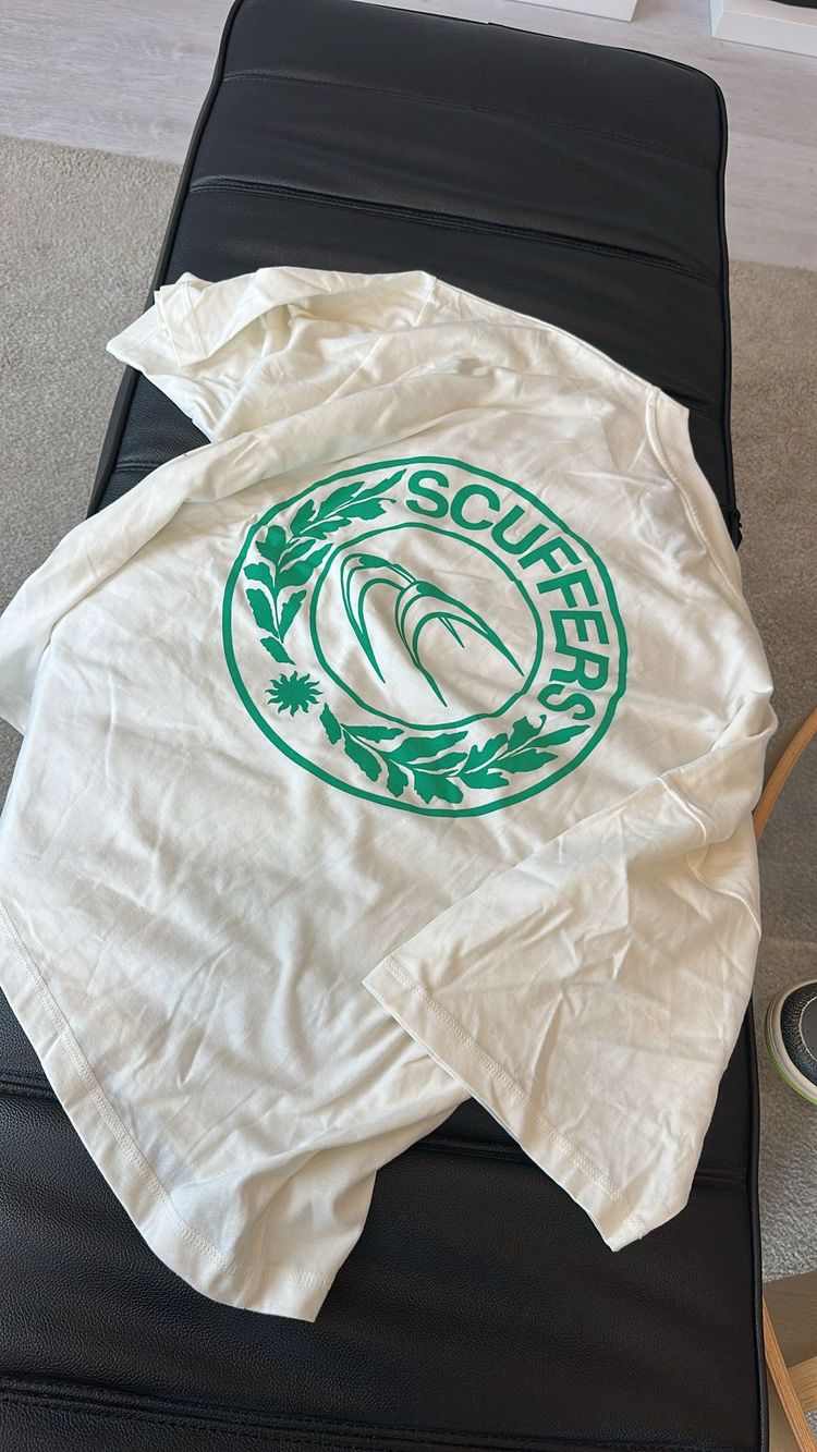 White T-Shirt With Green Scuffers Logo