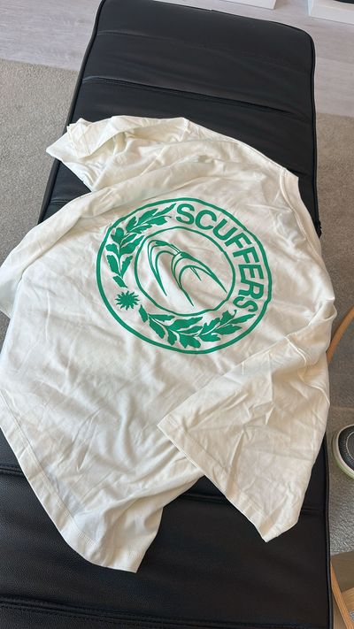 White T-Shirt With Green Scuffers Logo