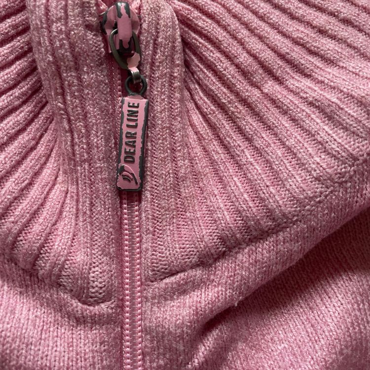 Y2K Baby Pink Knit Zip-Up Sweater image 4