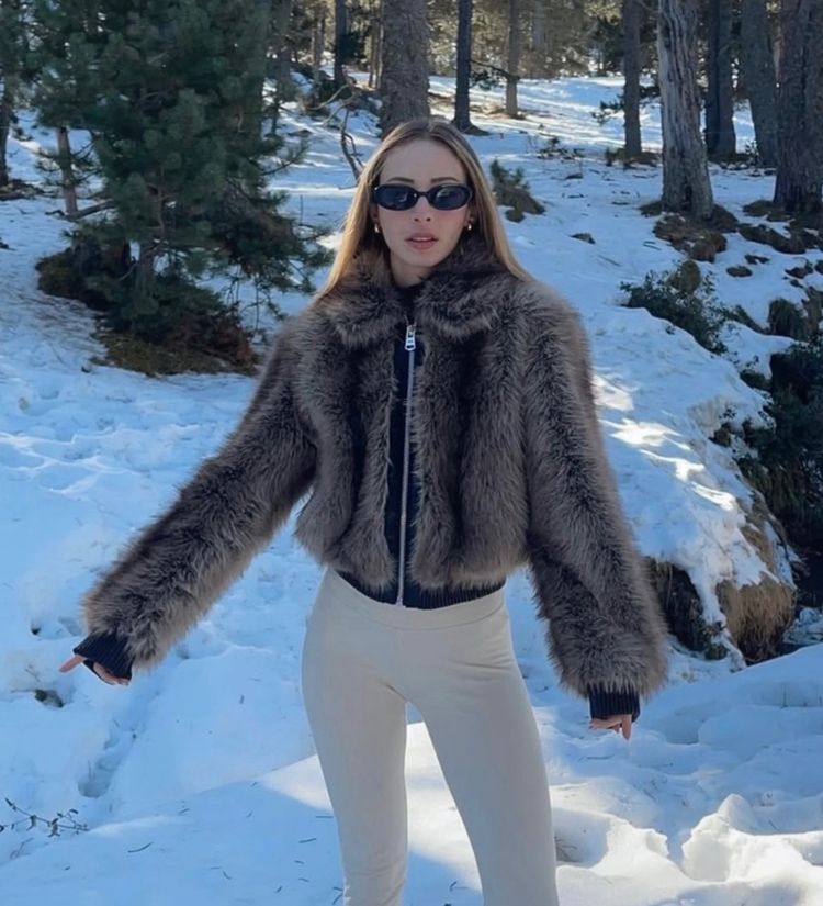 Brown Faux Fur Jacket imagen 1
