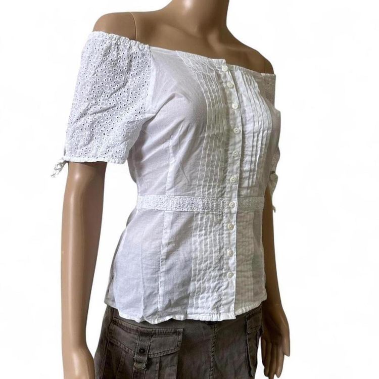 Other White Off-Shoulder Blouse With Eyelet Sleeves product image