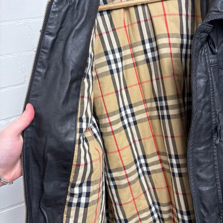 Burberry Nova Check Black Leather Duffle Coat image 7