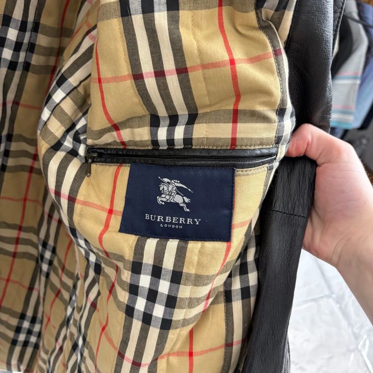 Burberry Nova Check Black Leather Duffle Coat image 9