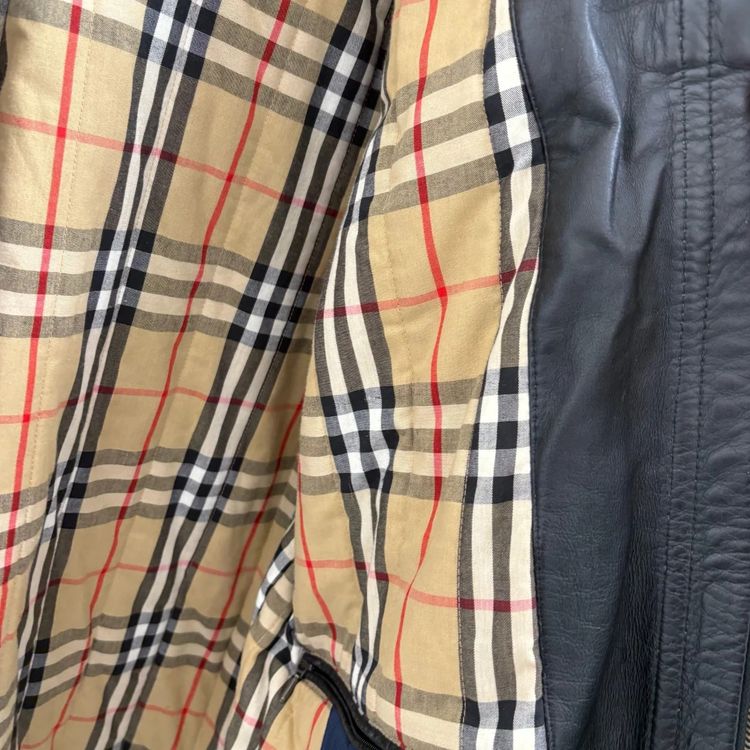 Burberry Nova Check Black Leather Duffle Coat image 8