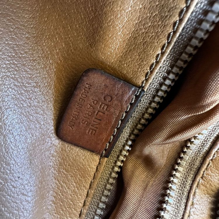 Vintage Celine Paris Pochette/Pouch in Beige Macadam Canvas & Brown Leather image 2