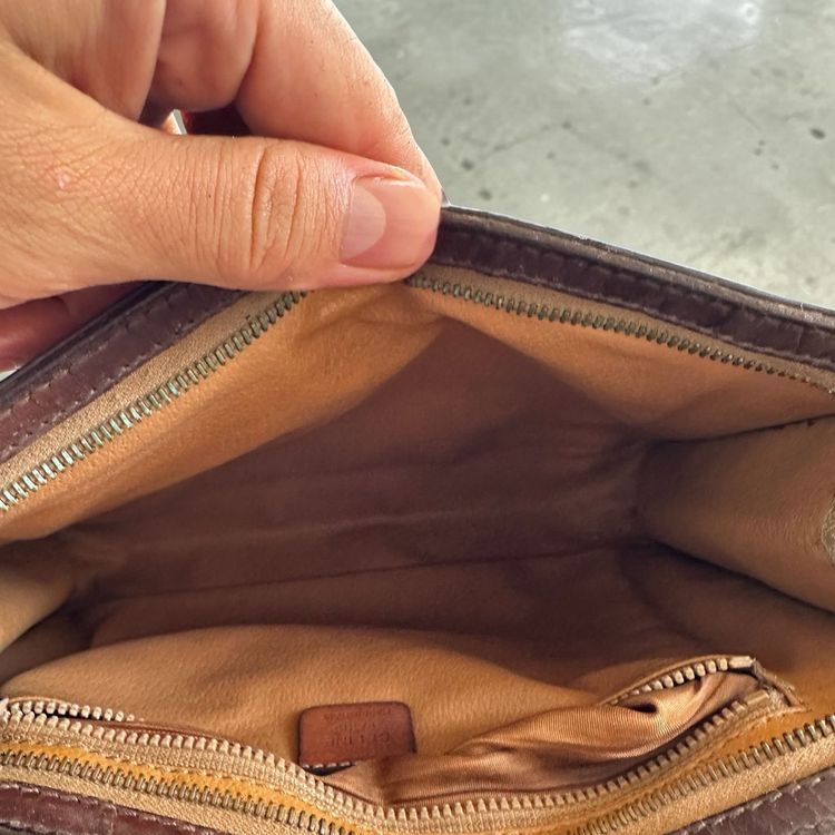 Vintage Celine Paris Pochette/Pouch in Beige Macadam Canvas & Brown Leather image 5