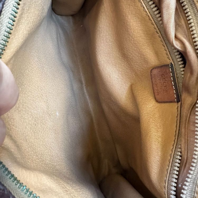 Vintage Celine Paris Pochette/Pouch in Beige Macadam Canvas & Brown Leather image 7