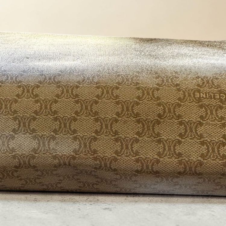 Vintage Celine Paris Pochette/Pouch in Beige Macadam Canvas & Brown Leather image 4