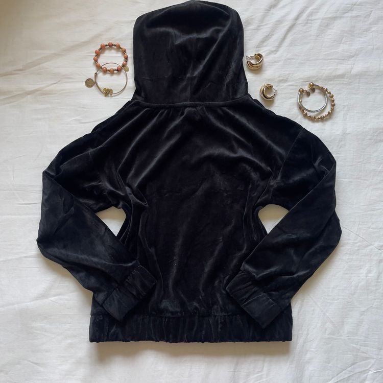 Juicy Couture Kids Black Velour Hoodie image 3