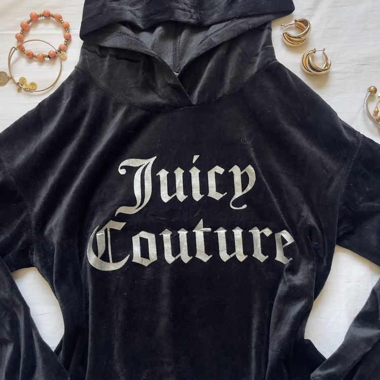 Juicy Couture Kids Black Velour Hoodie image 2